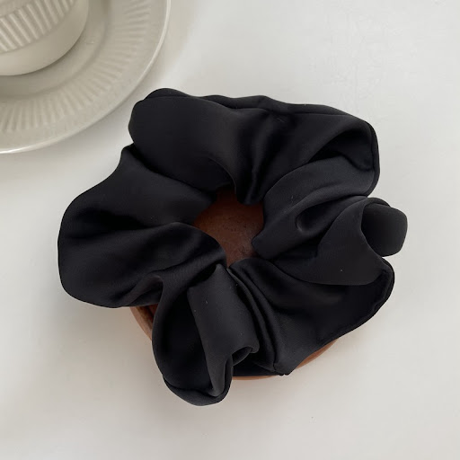 Title 4, Cream Texture Silky Satin French Black Large In...