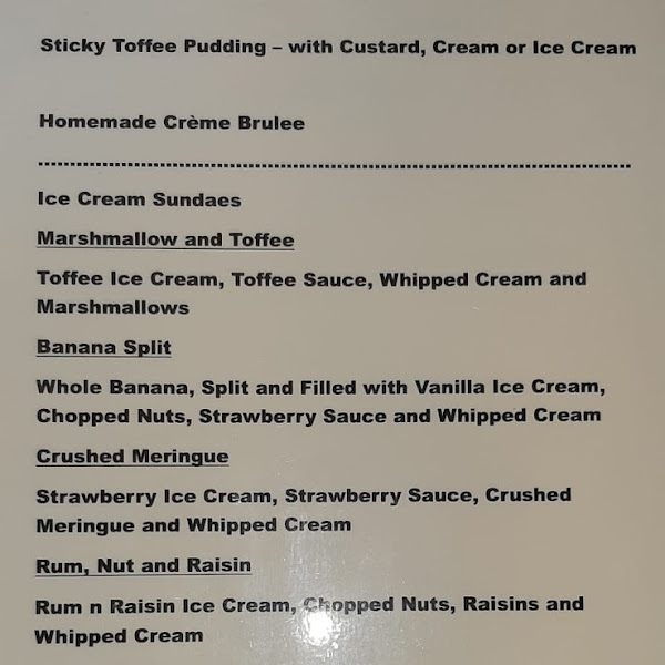 Gluten free dessert menu August 2023