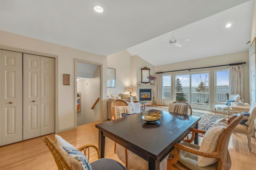 Dining room and living room with fireplace - Luxury apartment / penthouse for sale in Stockton Springs, 9 rooms, 4 bedrooms