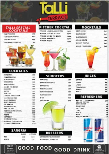 Talli Terrace menu 