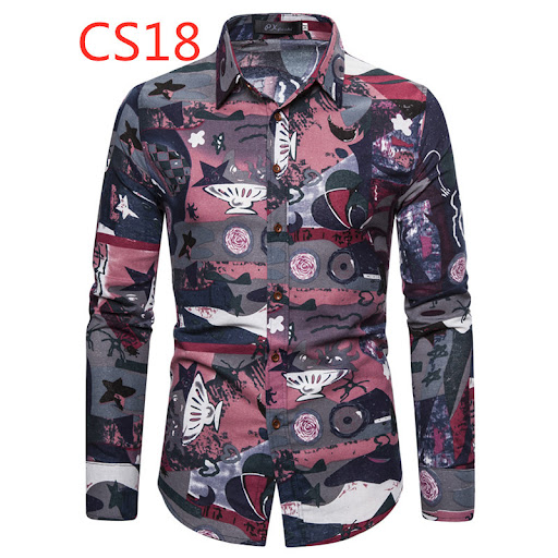 Title 9, Printed mens casual long sleeve shirt