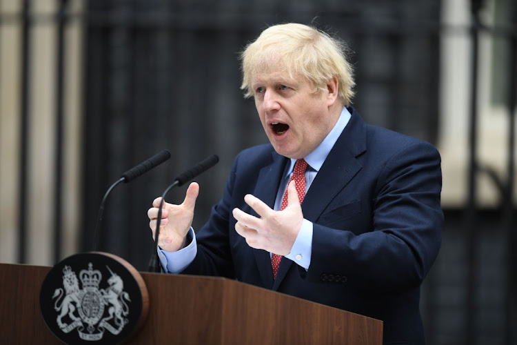 Britain's Prime Minister Boris Johnson gives a statement in Downing Street in central London on Monday after returning to work following more than three weeks off after being hospitalised with the Covid-19 illness.