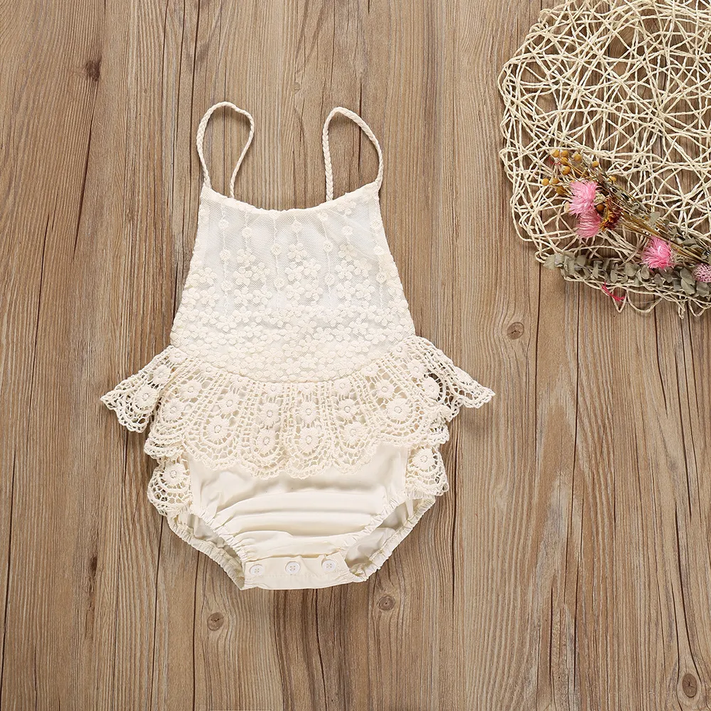 Title 7, Baby Jumpsuit Sommer Beige Spitze Kleid Baby Mä...