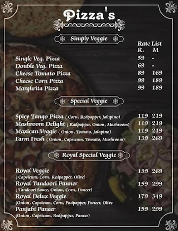 Pizzas Cafe menu 