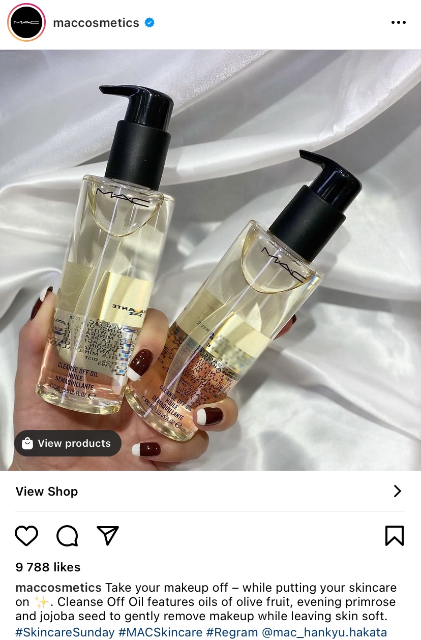 example of Mac reposting a customers post about their products 