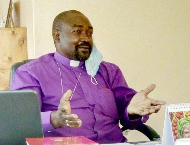 Maseno West diocese Bishop John Mark Haung Godia in his office on June 2, 2020.