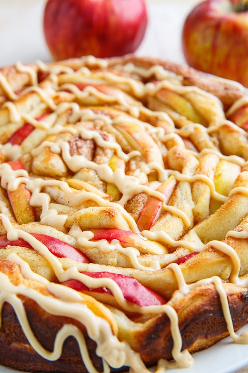 Apple Cinnamon Spiral Bread with Caramel Cream Cheese Frosting