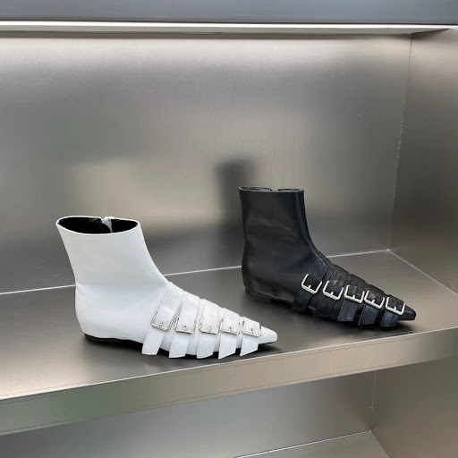 Title 3, Belt Buckle Pointed Toe Flat Zipper Ankle Boots...