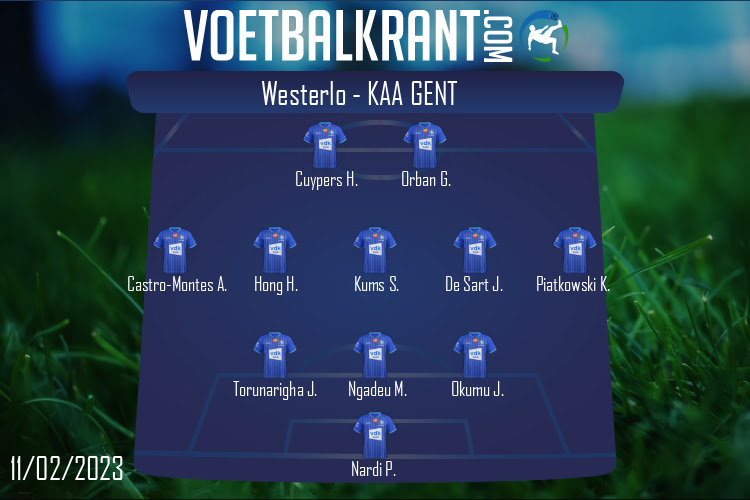 Opstelling KAA Gent | Westerlo - KAA Gent (11/02/2023)