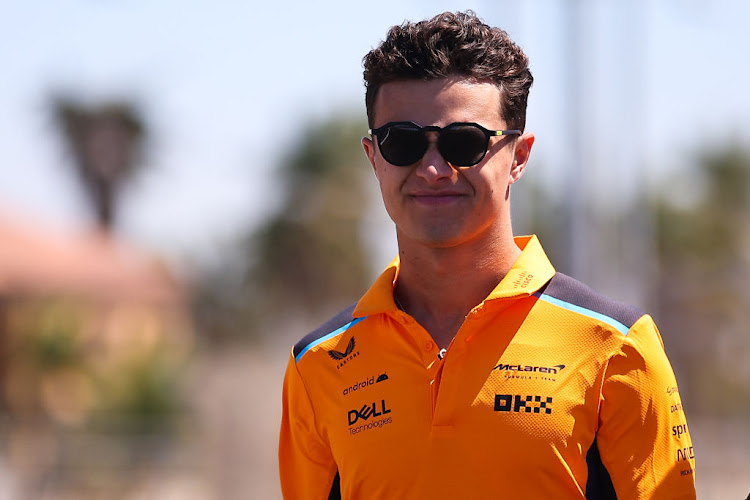 Lando Norris walks the track during previews ahead of the F1 Grand Prix of Saudi Arabia at Jeddah Corniche Circuit on March 16 2023.