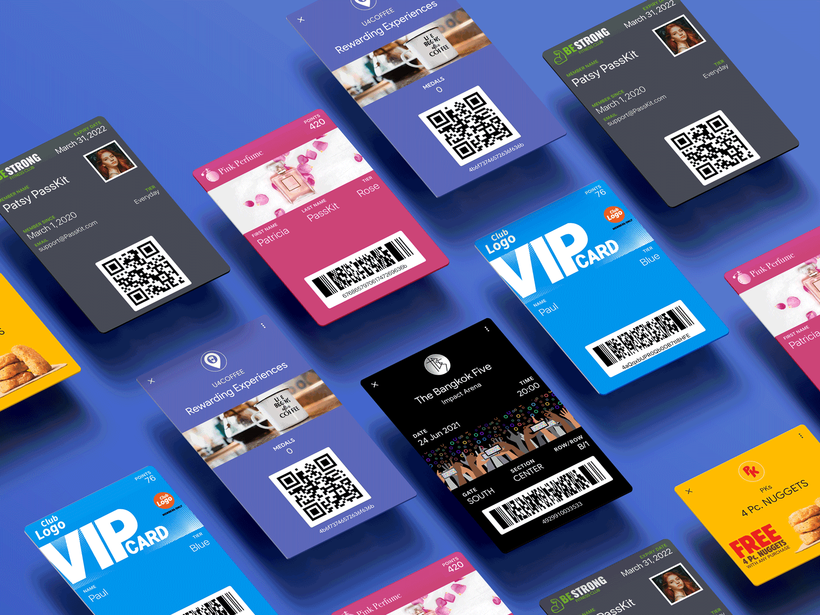 PassKit membership cards examples