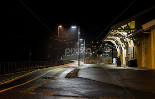 ....waiting for the train by Jon Eggen -   ( fetsund, fet, reflections, trainstation, dark, railroad tracks, railway, lights, late night )