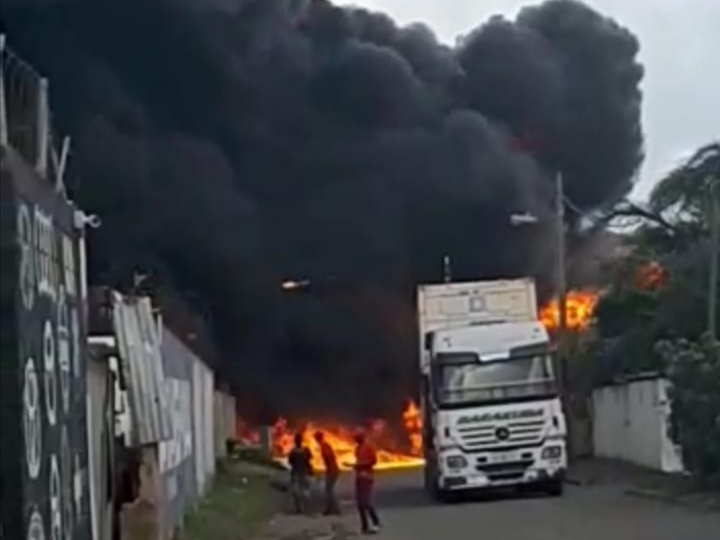 Three diesel tankers caught alight in Clairwood, south of Durban, on Sunday.