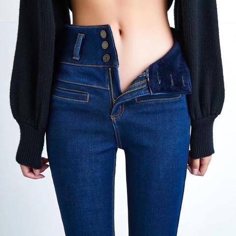 Title 5, Black plush fleece high rise stretch jeans offe...