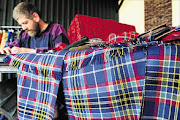 Kilt-maker Egbert Von M Harmse works on the official South African tartan