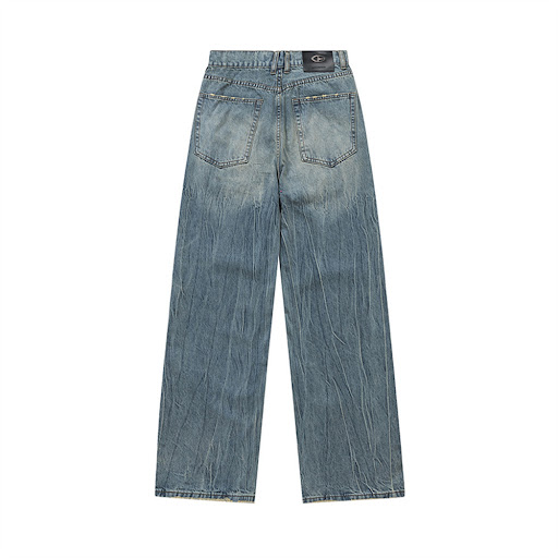 Title 7, Washed and Worn Mens Pleated Denim Trousers Co...
