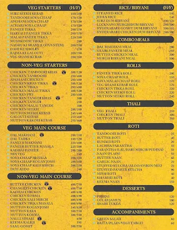 Mughalnama Xpress menu 