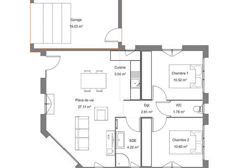  Vente Terrain + Maison - Terrain : 479m² - Maison : 60m² à Narrosse (40180) 