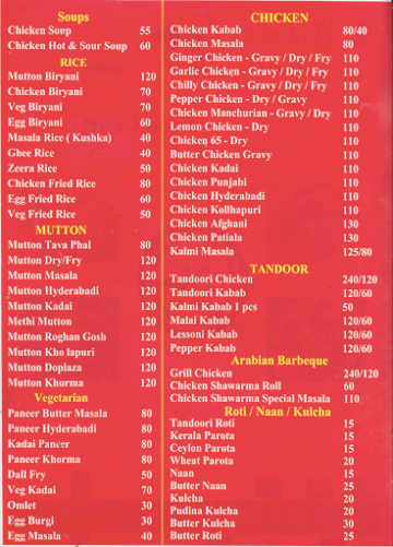 Mughal's menu 