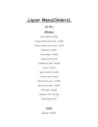 Cinders Rooftop Barbeque menu 1