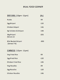 Bilal Food Corner menu 1