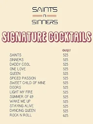 Saints N Sinners - Grub Pub Music menu 1