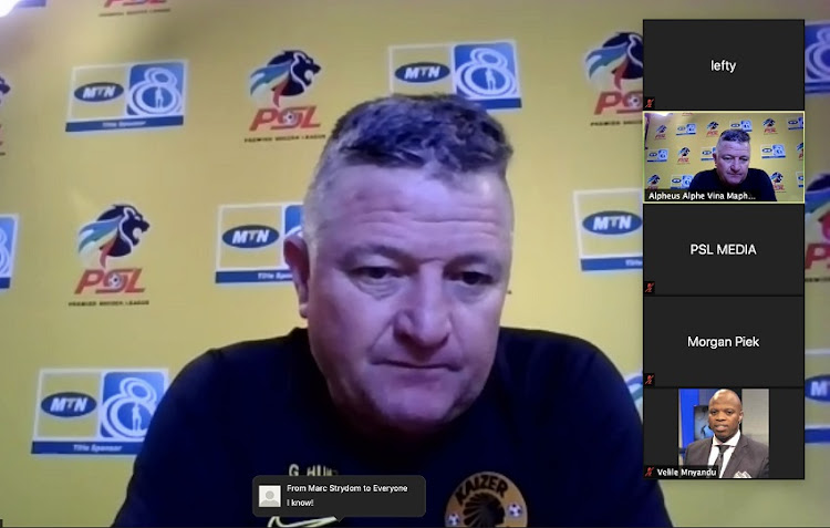 Kaizer Chiefs coach Gavin Hunt during a virtual press conference on October 29 2020 in Pretoria.