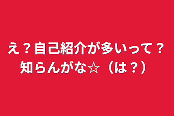 え？自己紹介が多いって？知らんがな☆（は？）