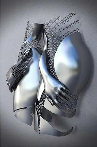 Title 1, Metal Statue Art Canvas Painting Romantic Abstr...