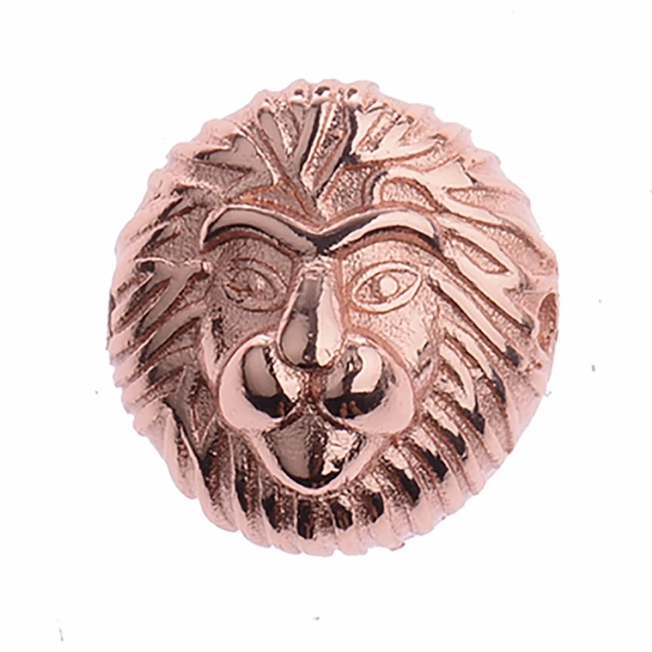 Fashion Lion Head For Mens Charm Beads Top Copper Beads Bracelet Accessorie Jewelry Findings BD290