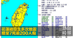 花蓮續發生多次地震　增至7死逾200人傷