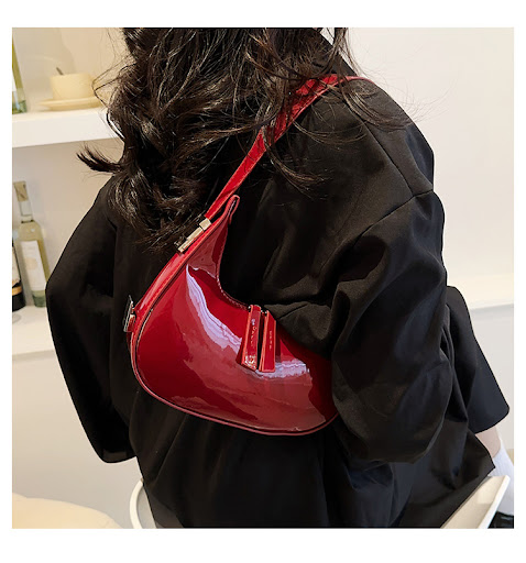 Title 3, Red Womens Shoulder Bag Patent Leather Underar...