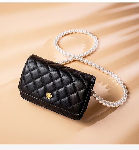 Title 2, Leather Small Fragrance Style Diamond Chain Bag...