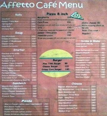 Affetto Cafe menu 