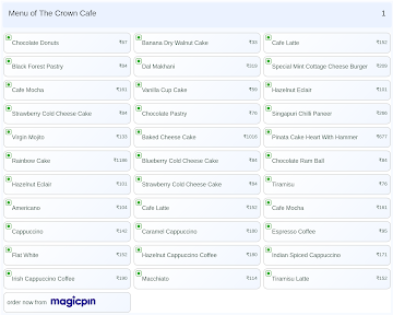 The Crown Cafe menu 