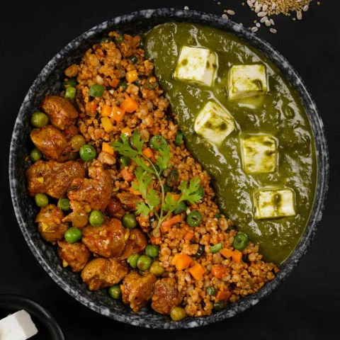 Palak Paneer, Soya Matar & Millet Pulao