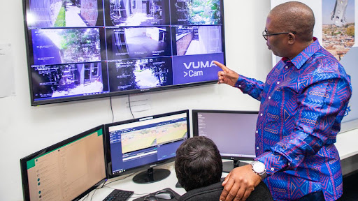 Gauteng premier Panyaza Lesufi inside the Vumacam control room.