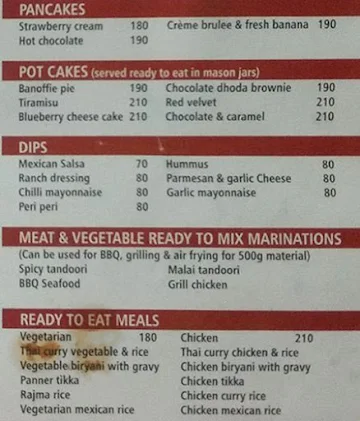 Hotmess Bakes menu 