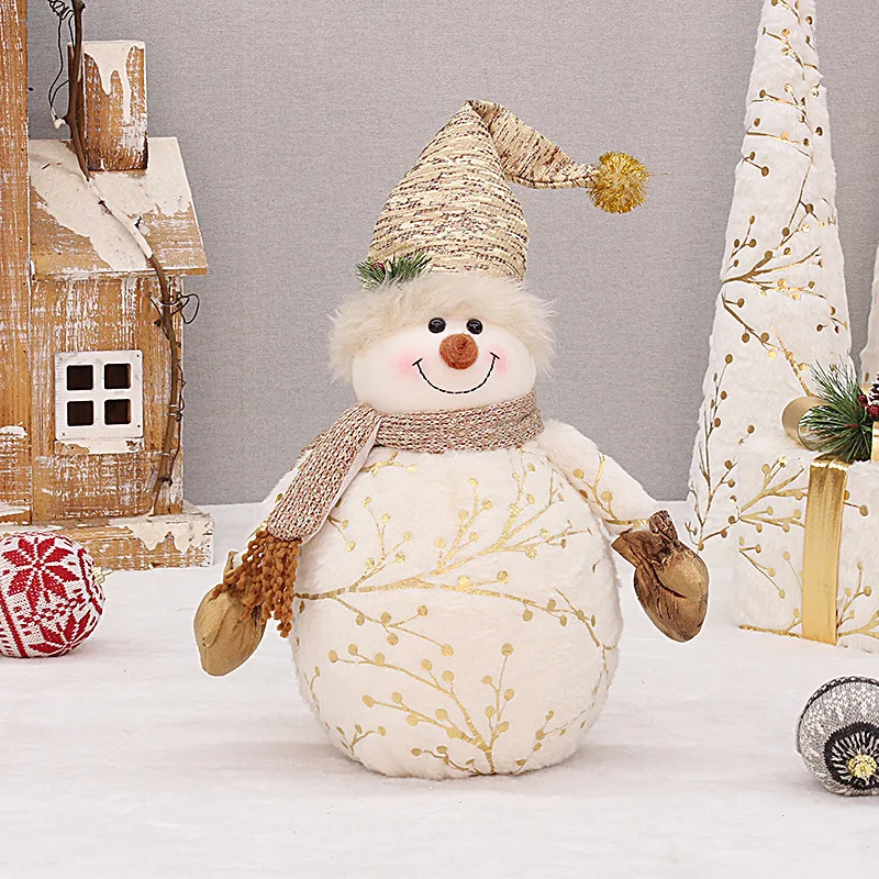 Fournitures décoratives de Noël bonhomme de neige en velours long. Créez une ambiance festive unique et élégante pour vos fêtes de fin d'année.