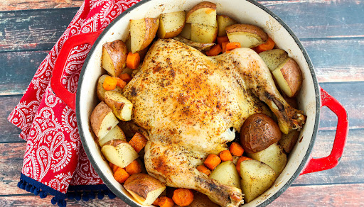 Sunday Roast Chicken Dinner ready to serve.