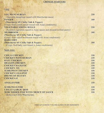 Maai Restaurant - The Beacon Hotel menu 