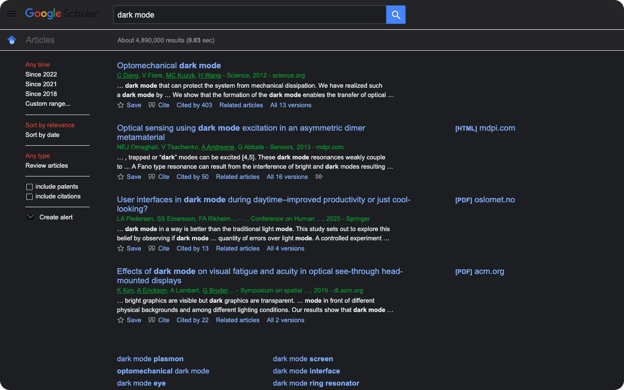 Google Scholar DarkMode Preview image 1