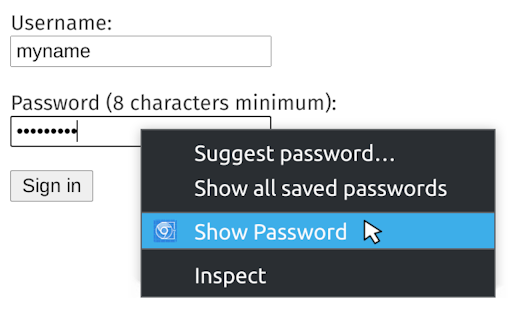 show password