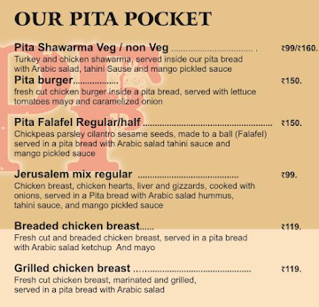 Pita Pocket Factory menu 