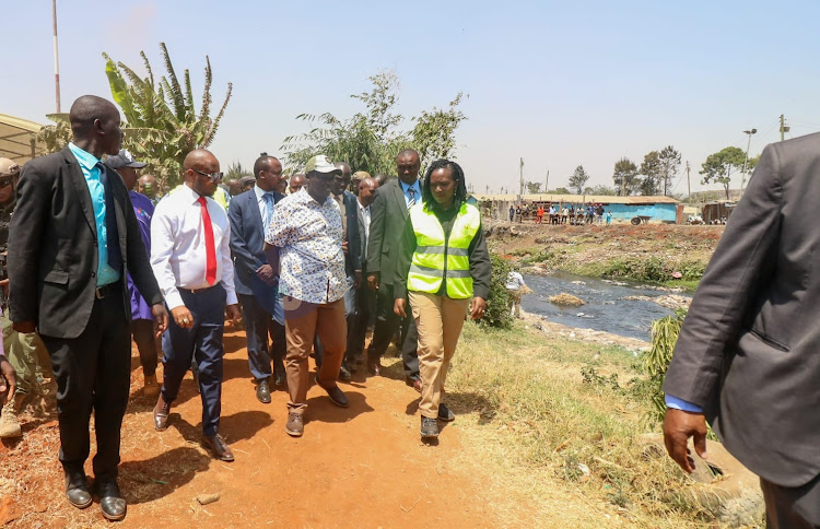 Deputy President Rigathi Gachagua and other leaders during the launch of Nairobi River Commission on February 22.