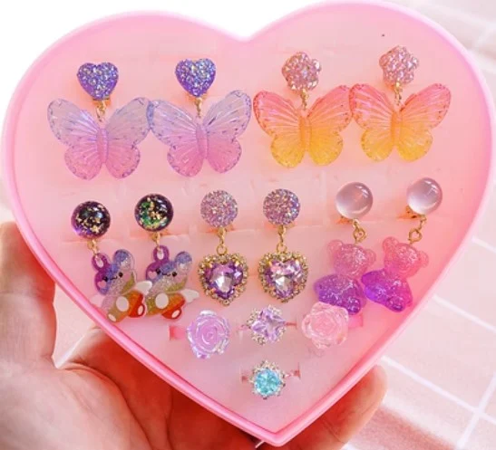 Mädchen Ohrschmuck mit Edelsteinen Spielzeug Funkelnde Ohren für kleine Prinzessinnen Kreativer Schmuck Sicher und Kinderfreundlich