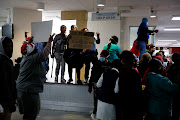 Protesters invade Charlotte Maxeke Academic hospital in Johannesburg on May 31 2018.  t is believed the protests are being led by the National Education, Health and Allied Workers’ Union (Nehawu) who say workers are protesting a long-pending dispute over unpaid performance bonuses. They say the hospital has made several empty promises.