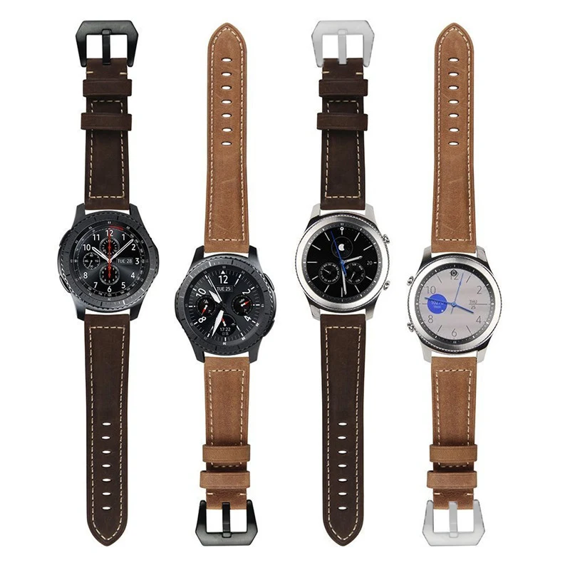 Bracelet de montre en cuir Crazy Horse avec boucle ardillon 22, 24, 26mm. Élégance robuste et intemporelle pour votre poignet.