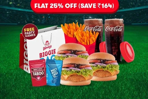 FLAT 25% Off On 3 Classic Chicken Burgers + 2 Fries + 2 Beverages