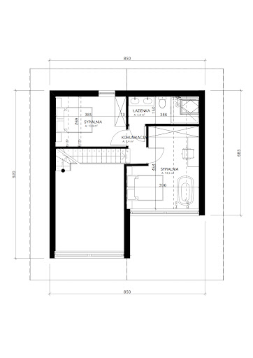 Stodoła Chalet wersja szkieletowa - Rzut poddasza